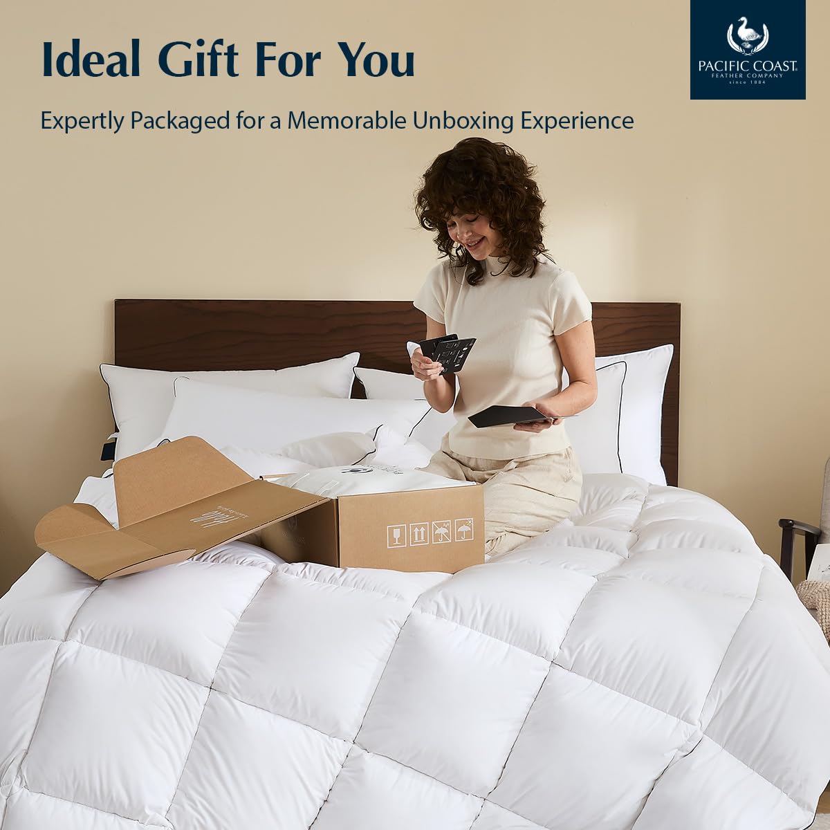 Pacific Coast Premium Goose Down Fiber Comforter OEKO-TEX certified—safe and hypoallergenic.