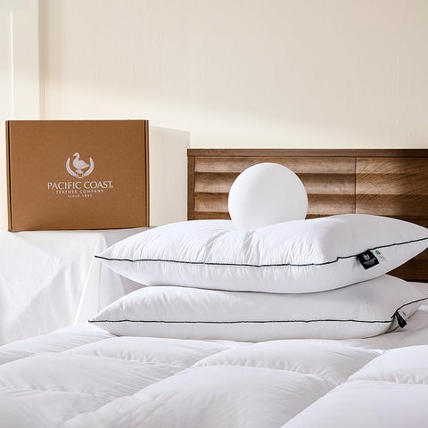 Pacific Coast premium goose pillow cover close-up highlights soft feel and sturdy stitching.