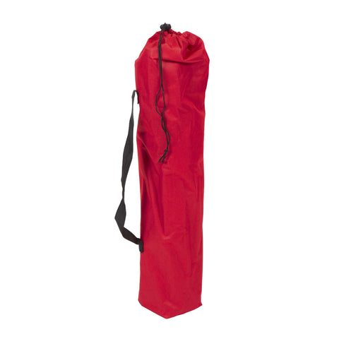 Pacific Play Tents Ruby Red chair on grass with wide feet, stable on uneven surfaces.