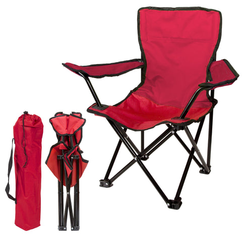 Pacific Play Tents Ruby Red Kids Folding Chair front view, cozy seating for little explorers.