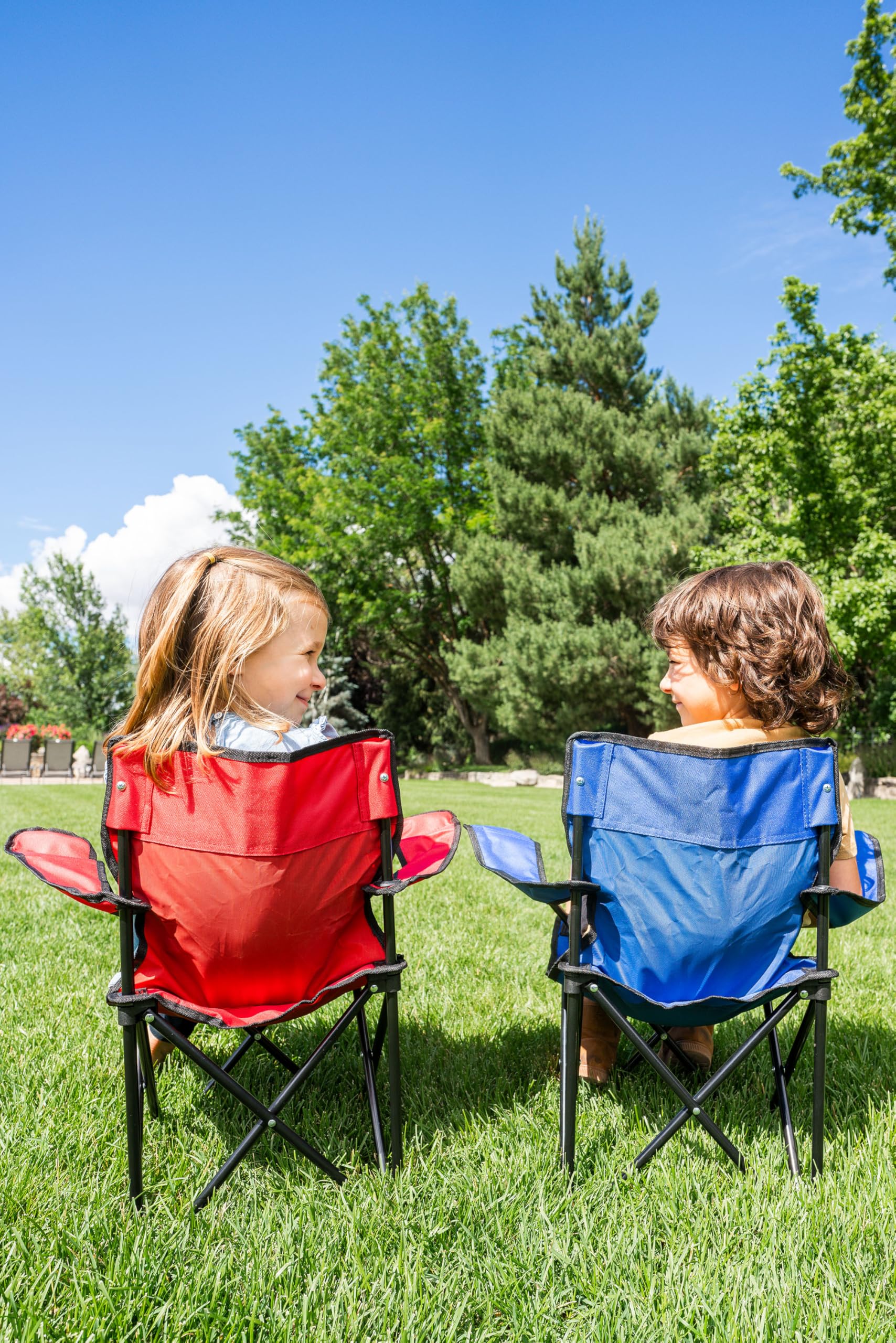 Pacific Play Tents Super Chair on grass demonstrating stable outdoor seating