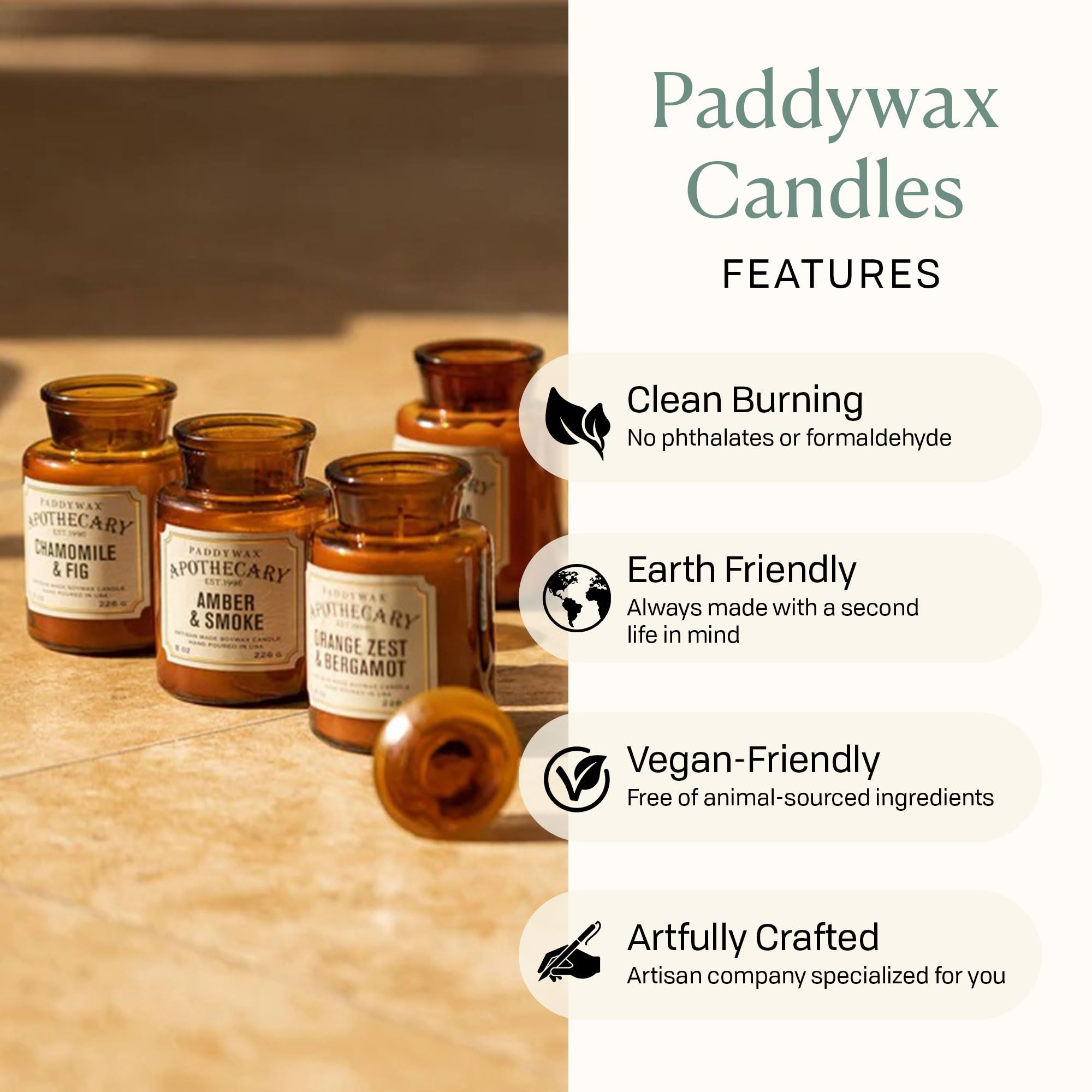 Paddywax candle jar side view showing reusable glass jar