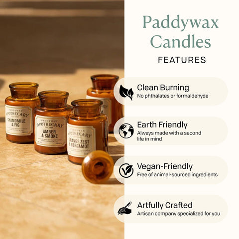 Paddywax candle jar side view showing reusable glass jar