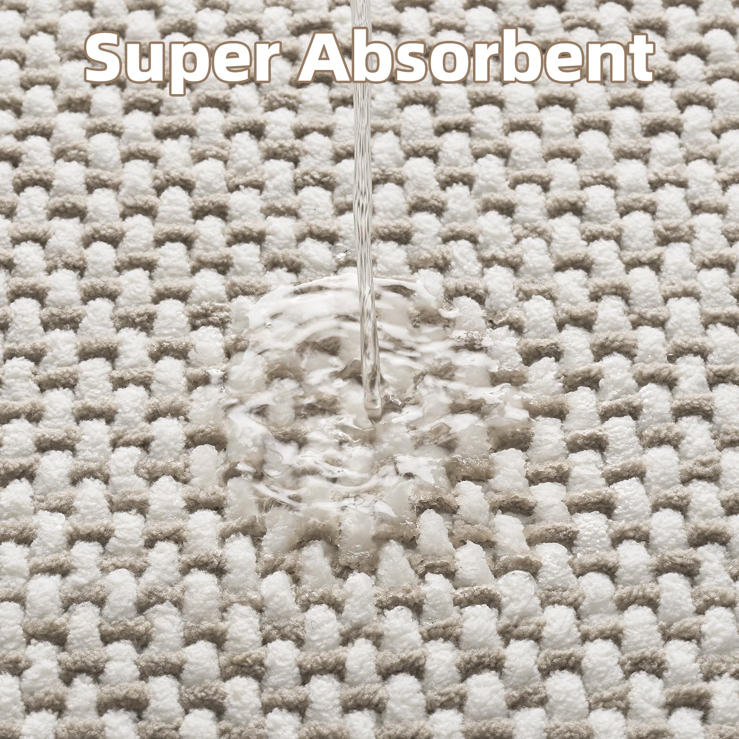 PADOOR beige cream chenille mat fabric detail and plush texture