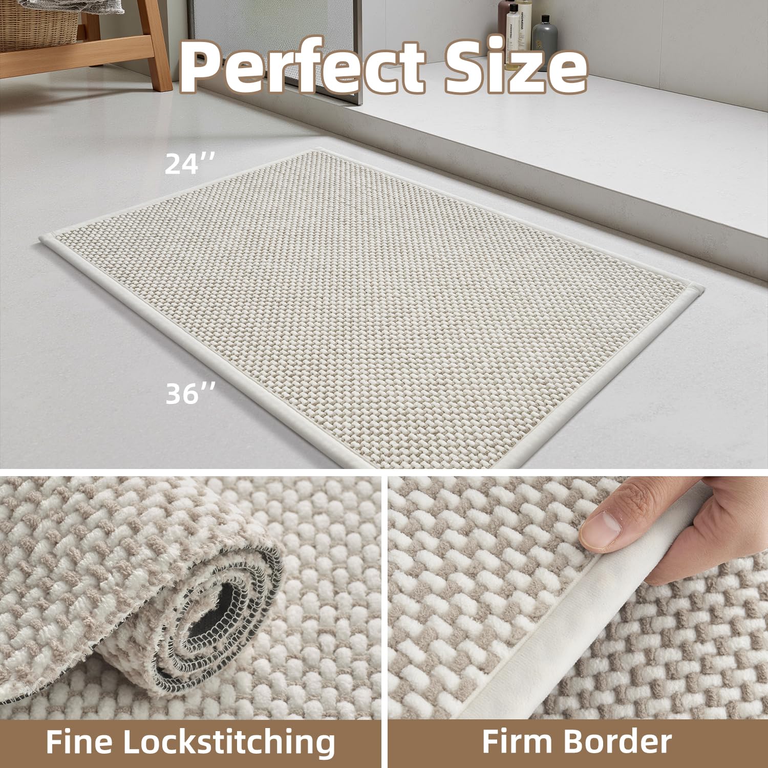 PADOOR non-slip bath mat with rubber backing boosts safety