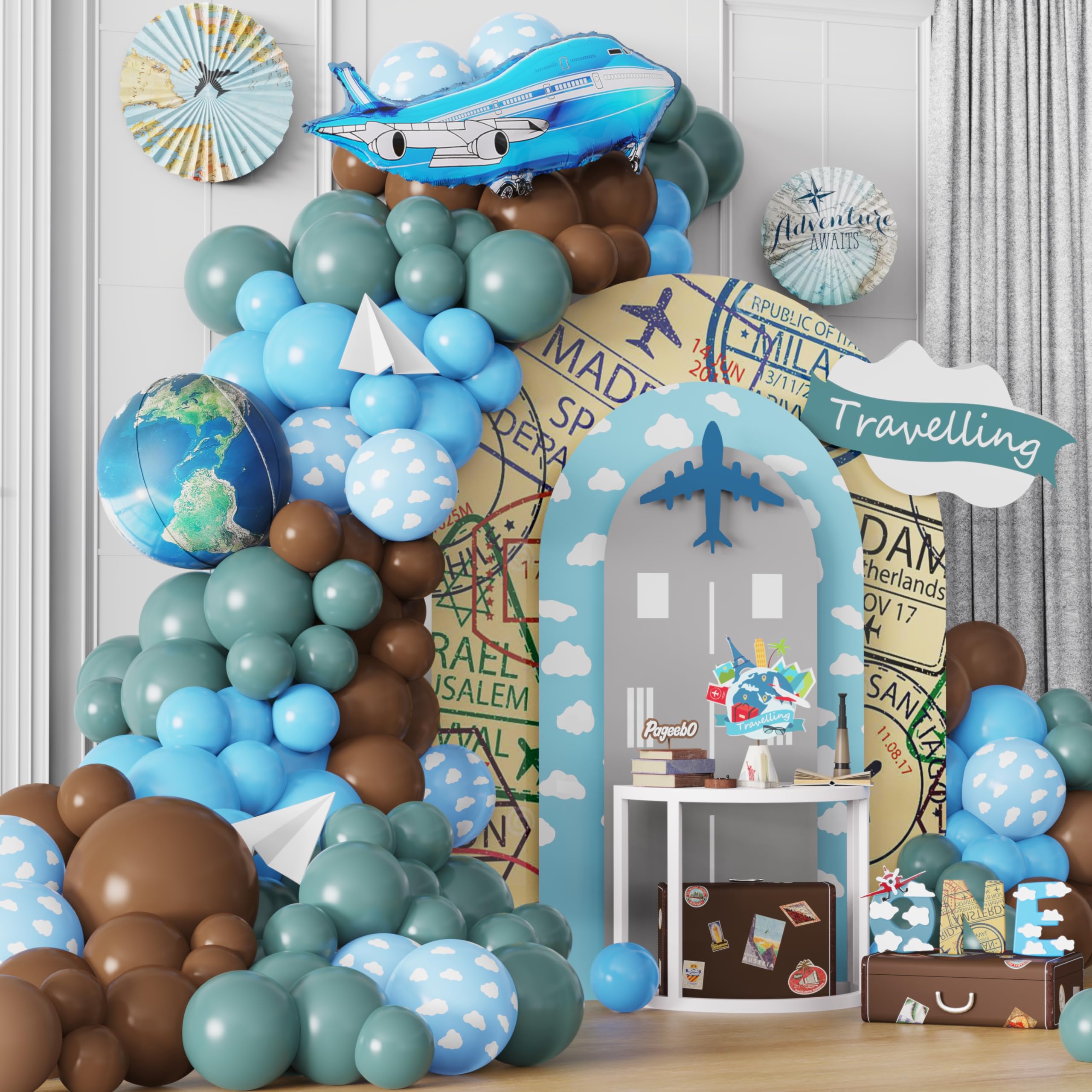 Pageebo travel balloon arch kit front view for easy party setup.
