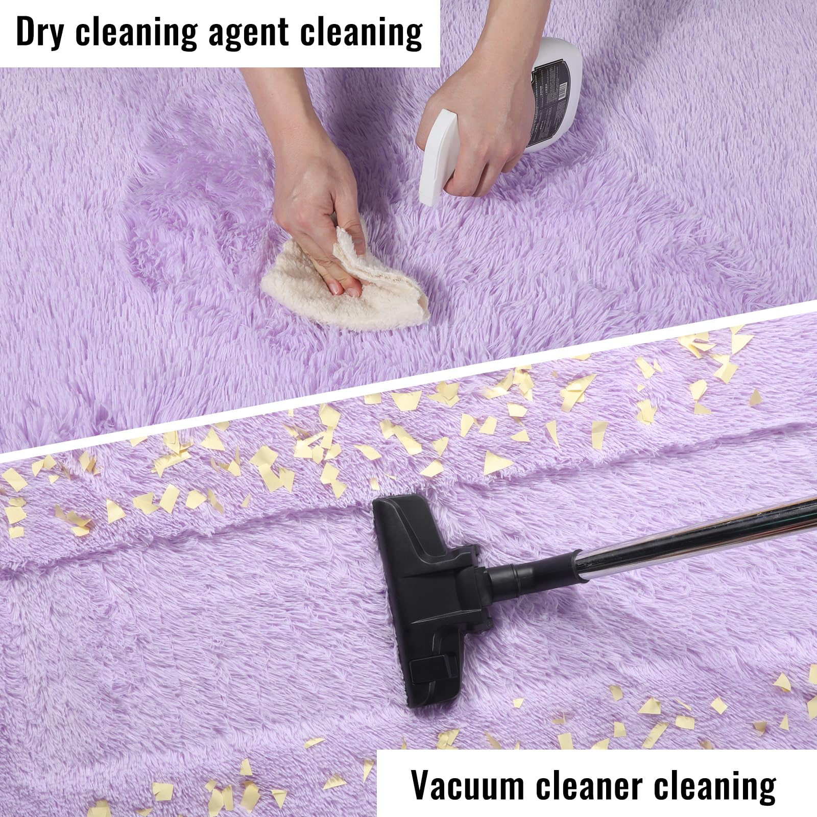 PAGISOFE easy-clean rug supports quick vacuuming and gentle spot cleaning.