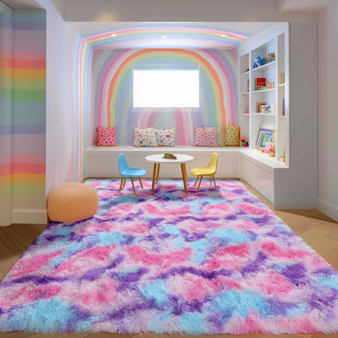 PAGISOFE unicorn rug with non-slip backing helps prevent slips
