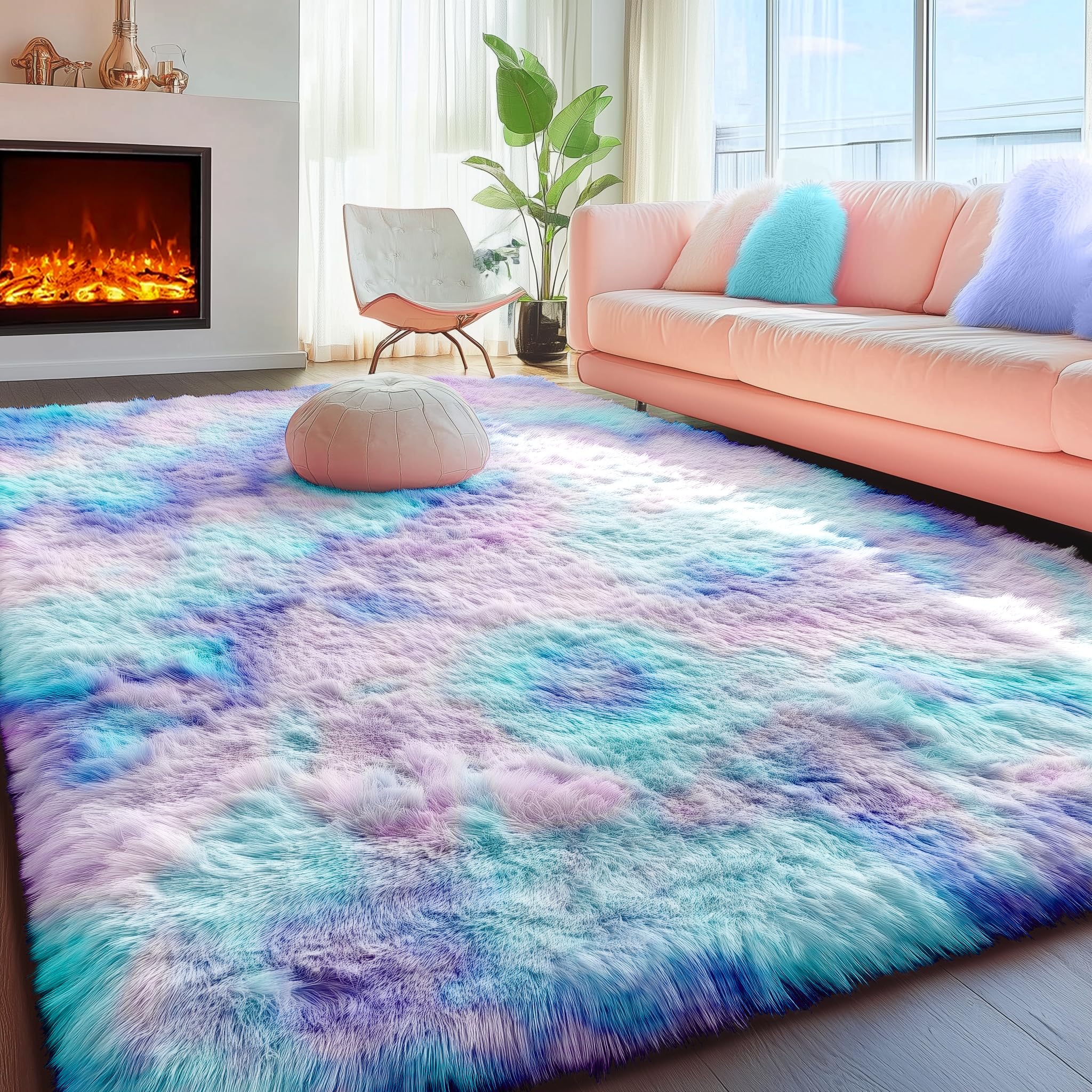 PAGISOFE Non-slip backing helps keep the rug in place.