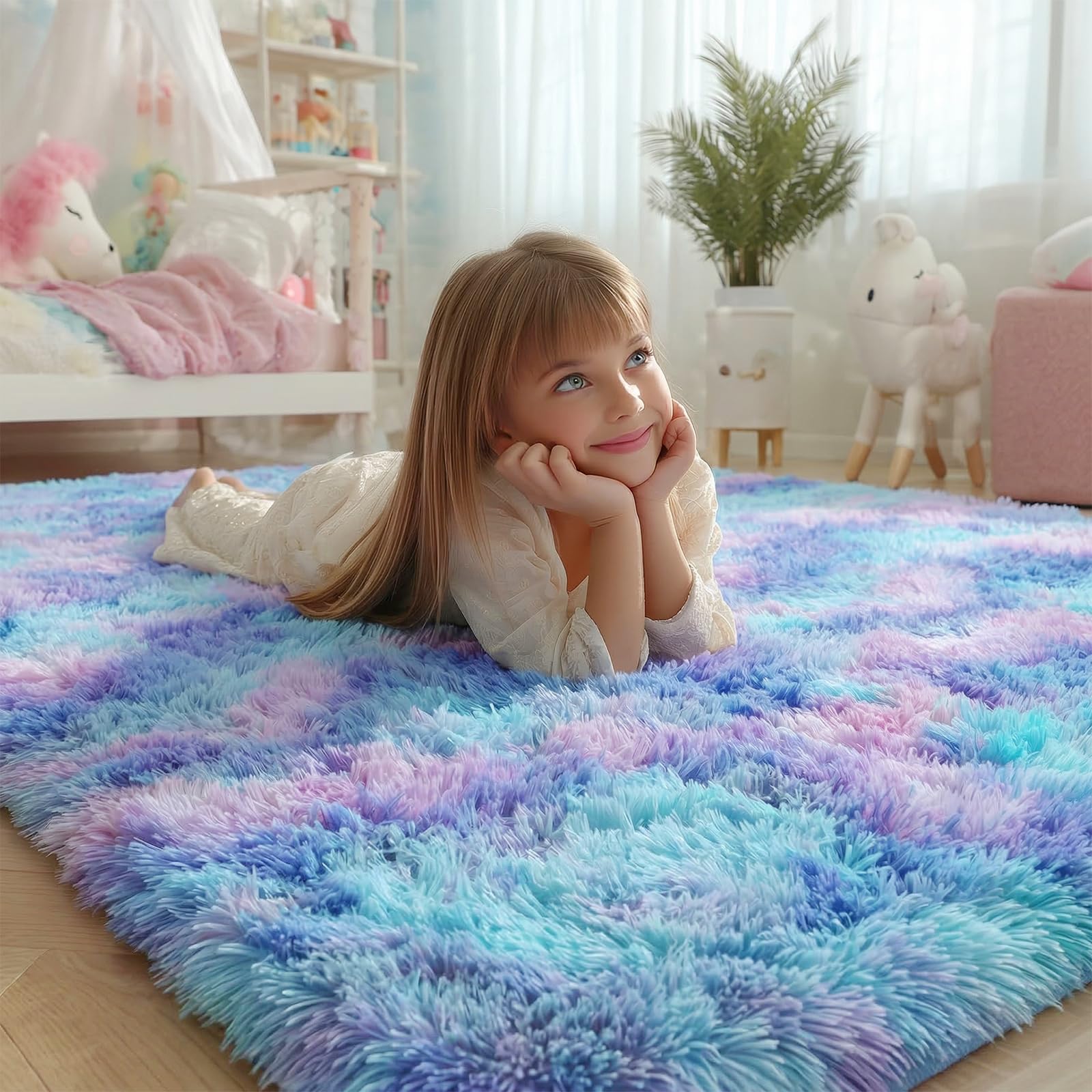 PAGISOFE Close-up of fluffy texture, plush 1.5-inch pile for cozy play.