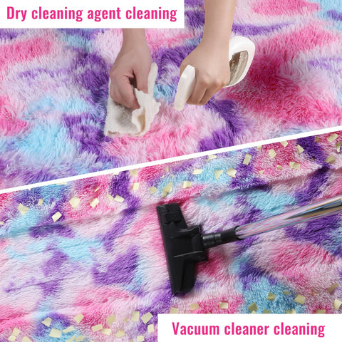 PAGISOFE rug being vacuumed demonstrates easy maintenance
