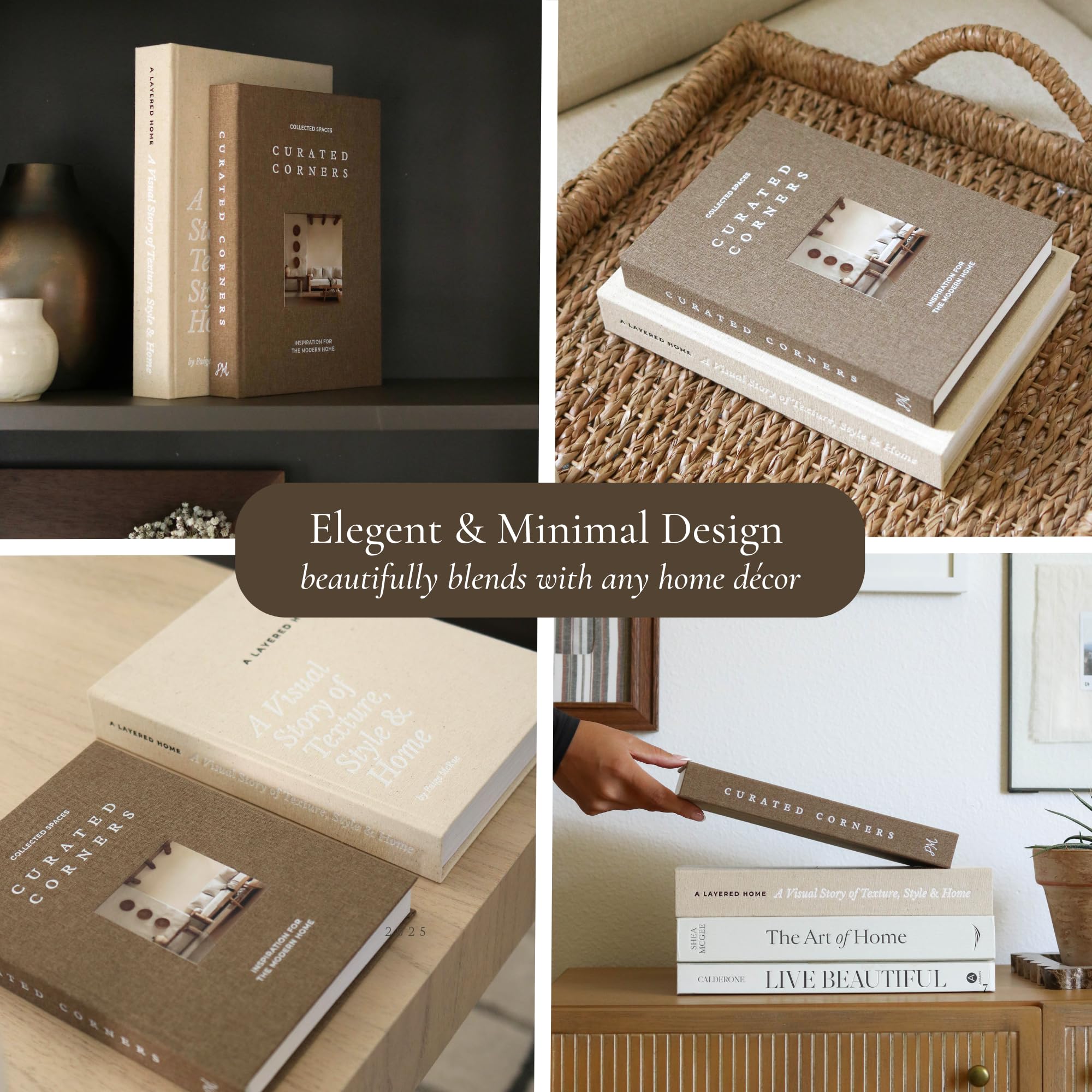 Paige McRae Decorative Books coffee table display adds instant elevation.