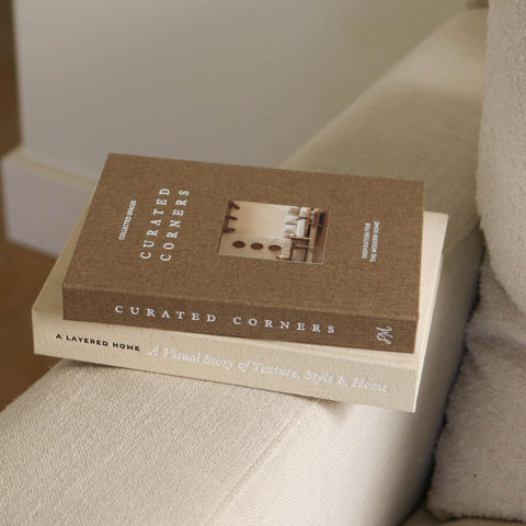 Paige McRae Decorative Books linen texture detail for tactile appeal.