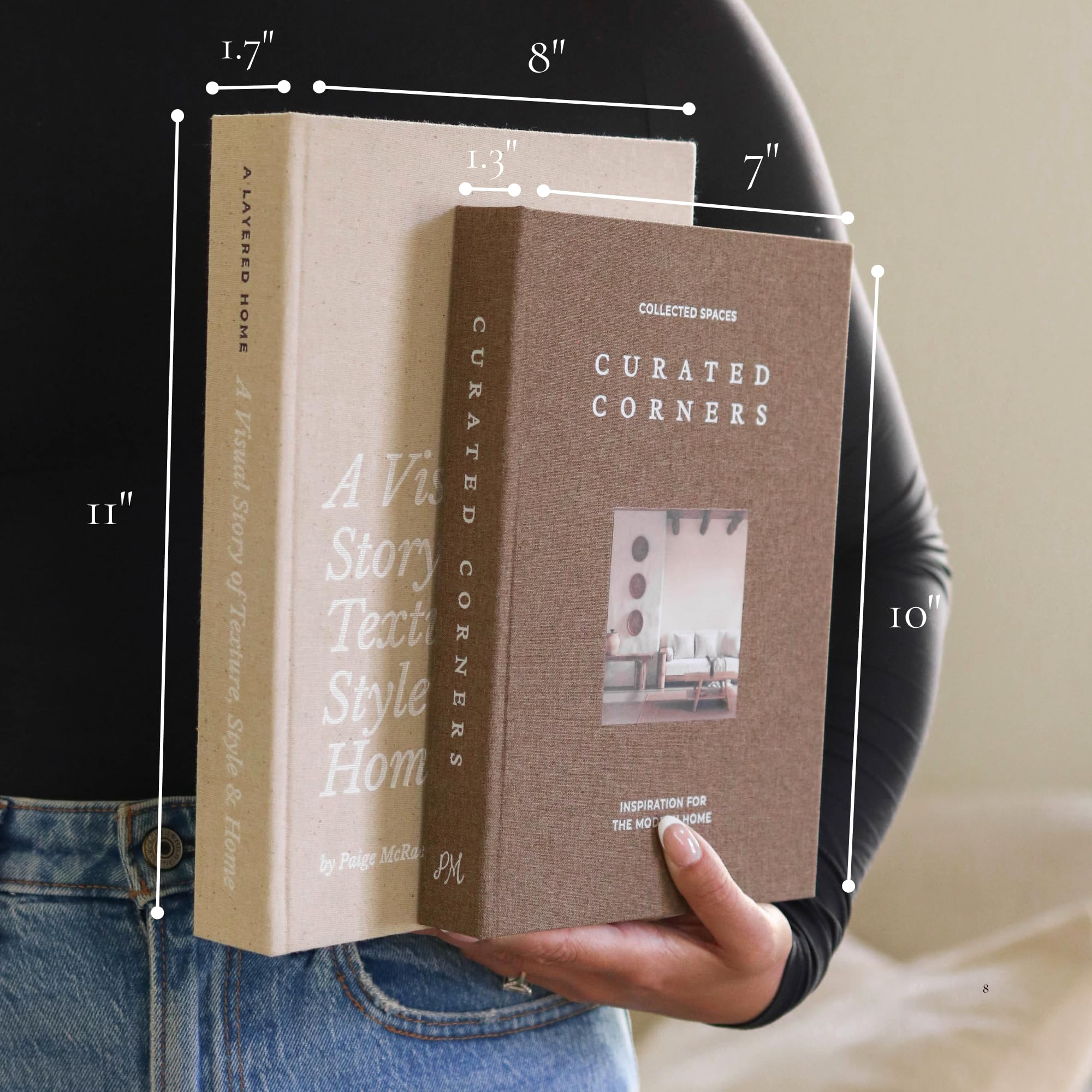 Paige McRae Decorative Books neutral aesthetic blends with any room.
