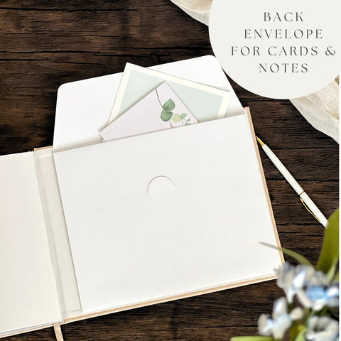 Paige McRae guest book thick paper reduces ink bleed-through.