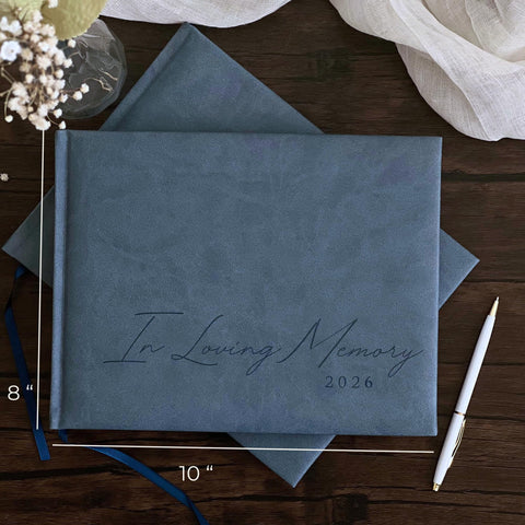 Paige McRae memorial table sign 5x7 directs guests to sign.