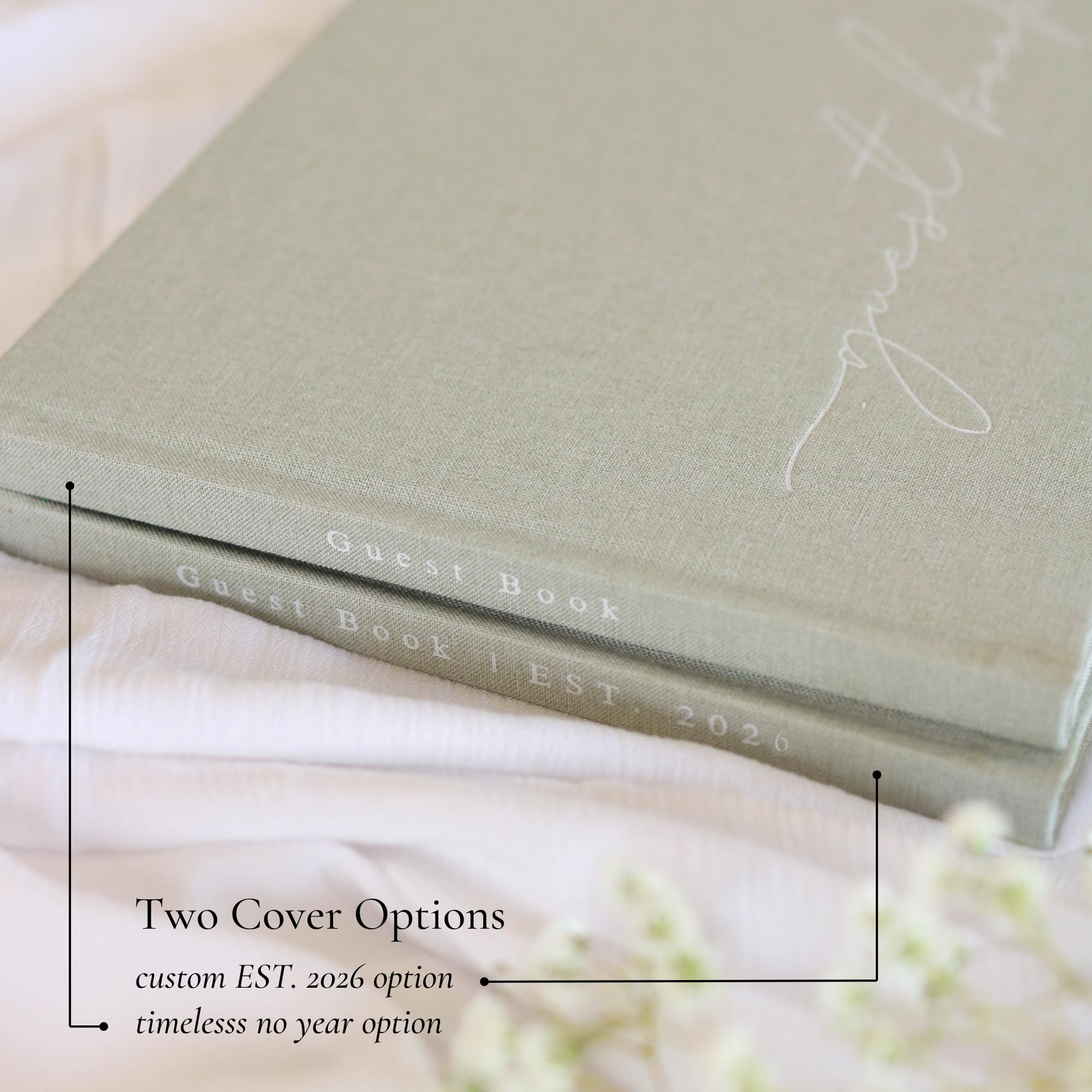 Paige McRae silk bookmark helps you save guests' signatures and notes.