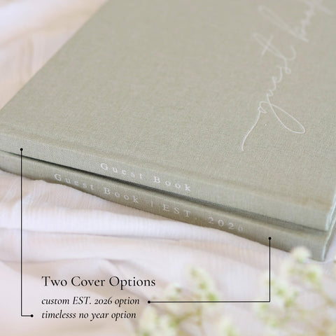 Paige McRae silk bookmark helps you save guests' signatures and notes.