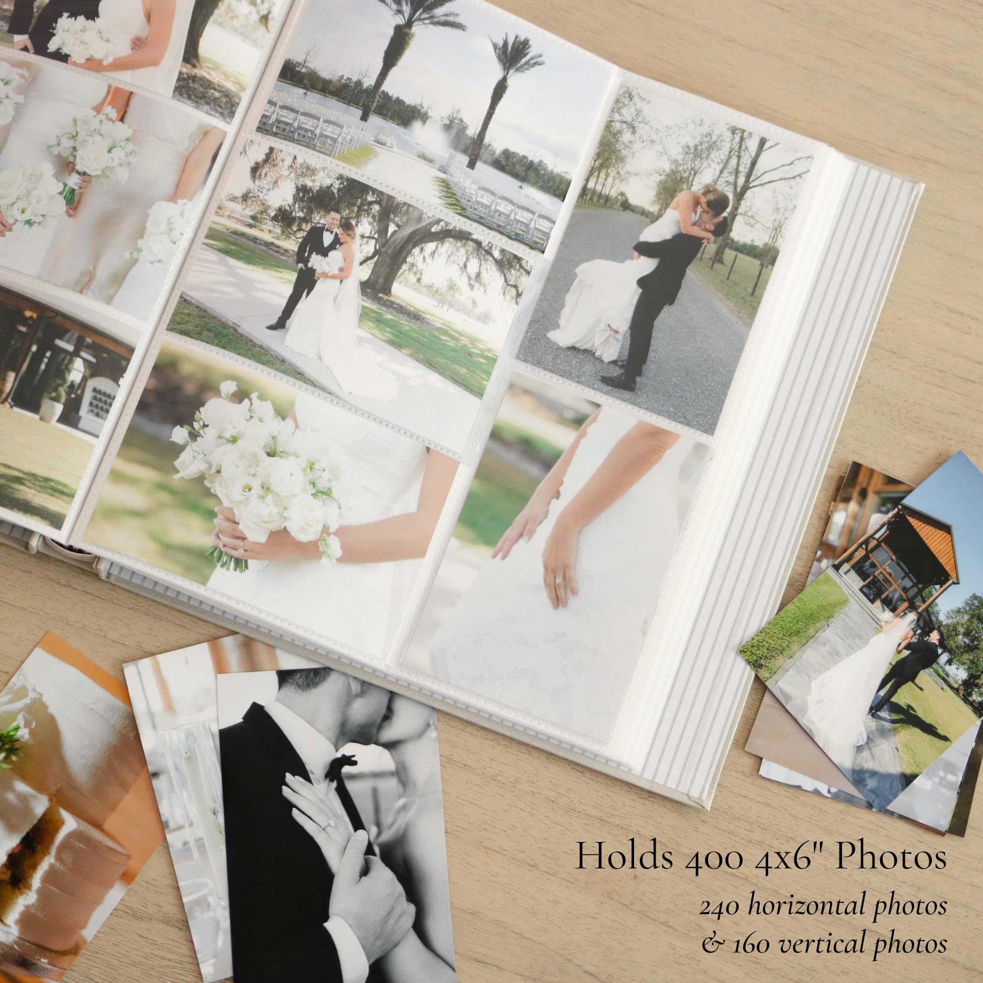 Paige McRae wedding album pocket sleeves securely hold 4x6 photos.