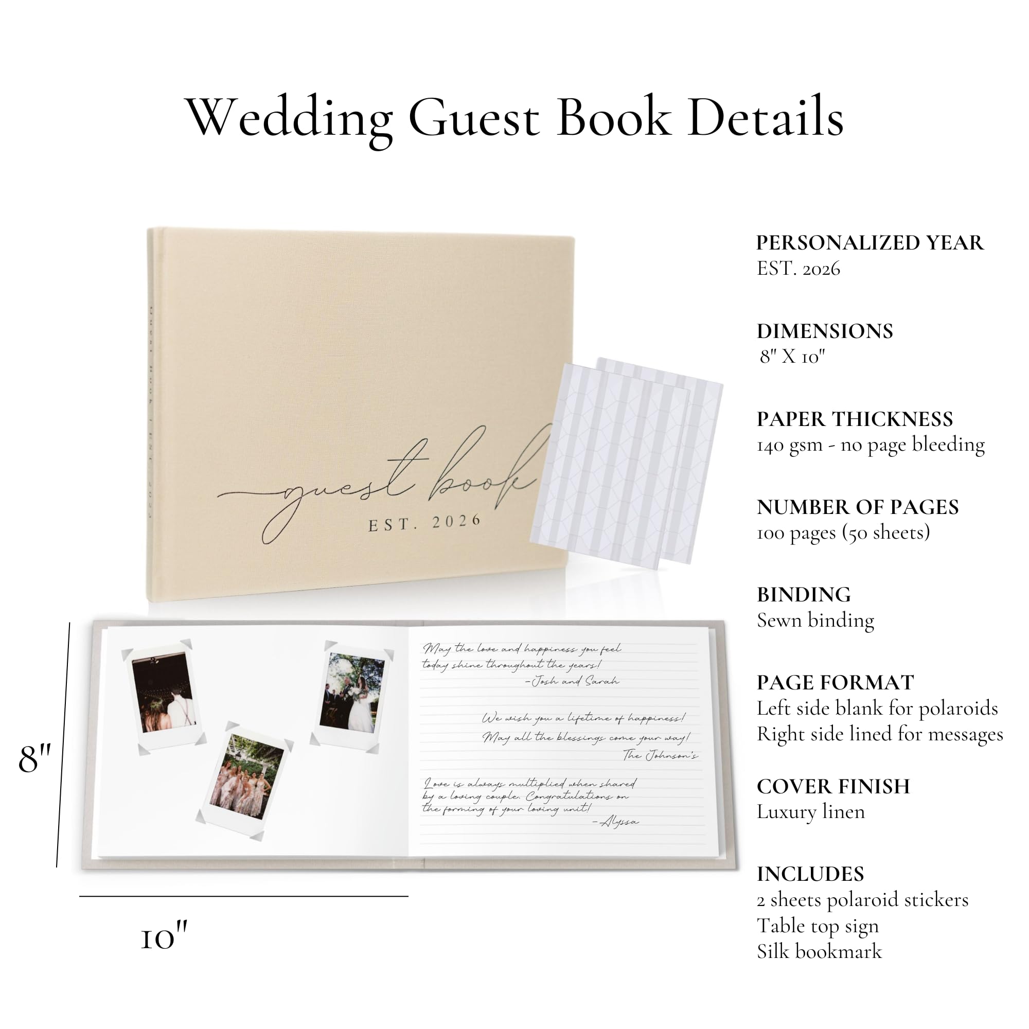 Paige McRae guest book with clean edges for neat presentation