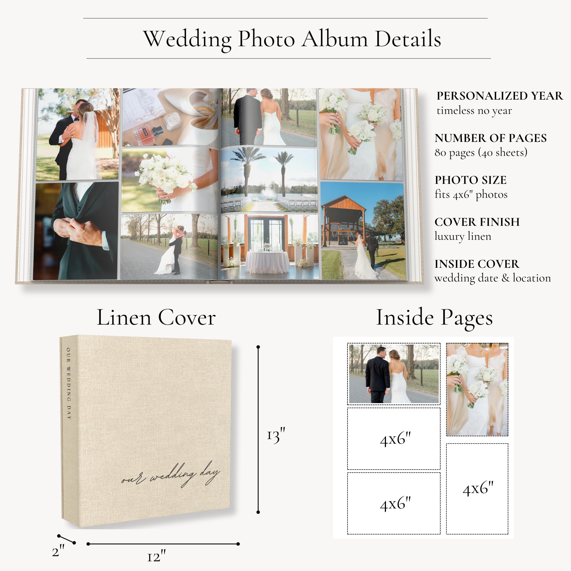 Generous 13x12 inch, 2 inch thick keeps memories organized.
