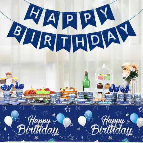 Pajean Blue birthday decor with stars and balloons boosts party atmosphere.