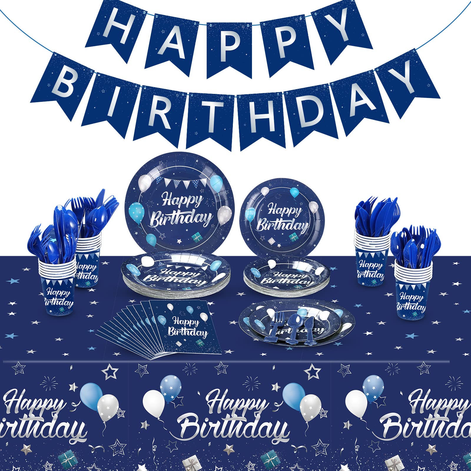 Pajean Blue Happy Birthday banner adds festive flair and easy setup.