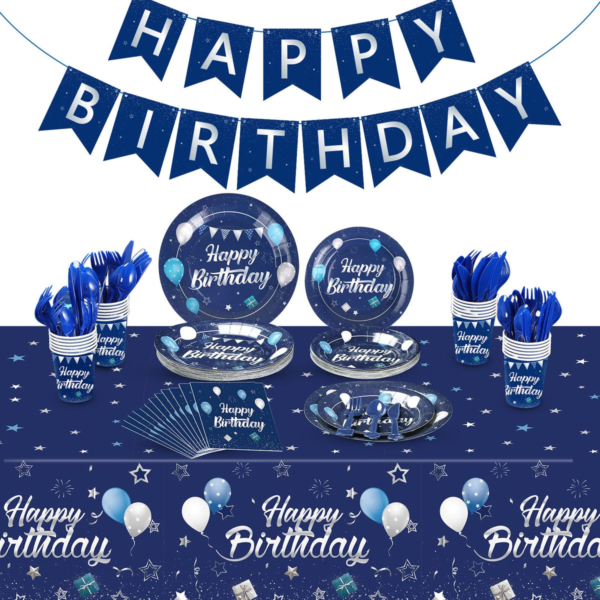 Pajean Blue Happy Birthday banner adds festive flair and easy setup.