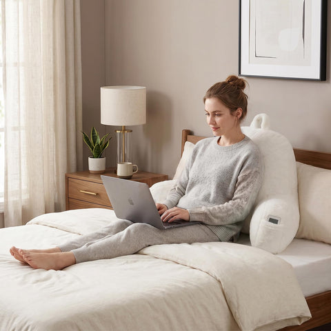 PAJEO reading pillow with 8-inch armrests cradling neck and shoulders