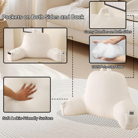PAJEO back pillow pocket for phone or remote within reach