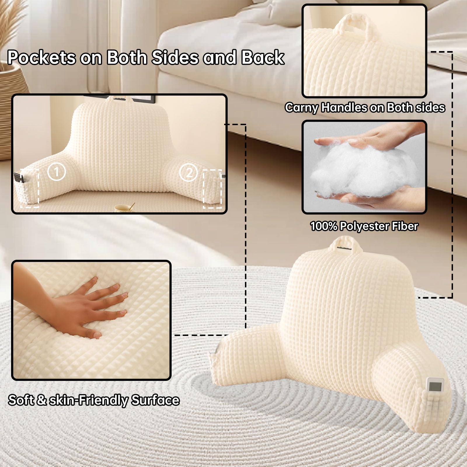 PAJEO 17-inch backrest delivers full posture support during reading or streaming