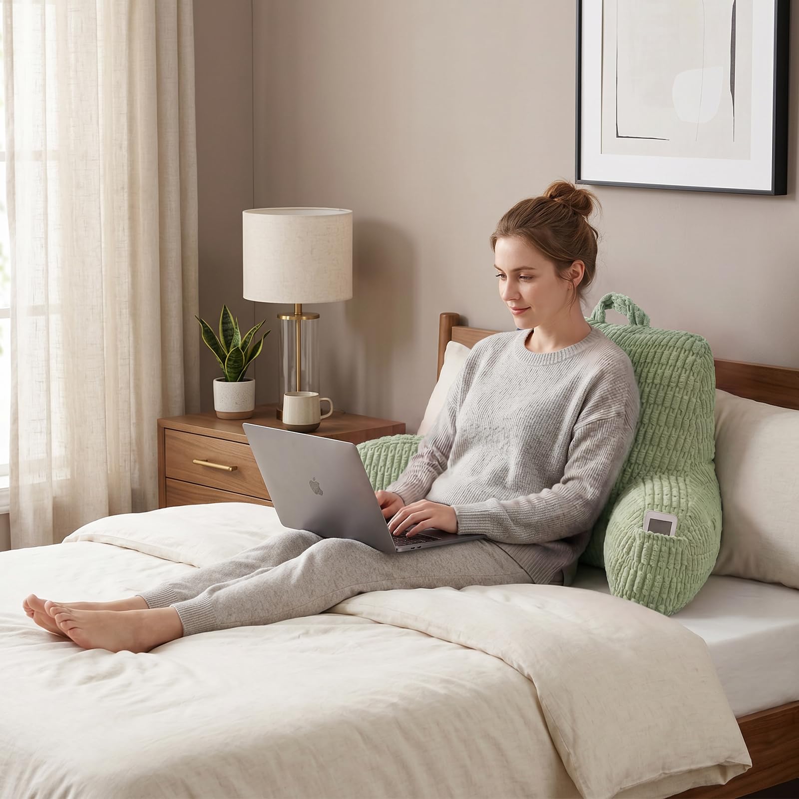 PAJEO Reading Pillow arm rest cradles arms for relaxed lounging