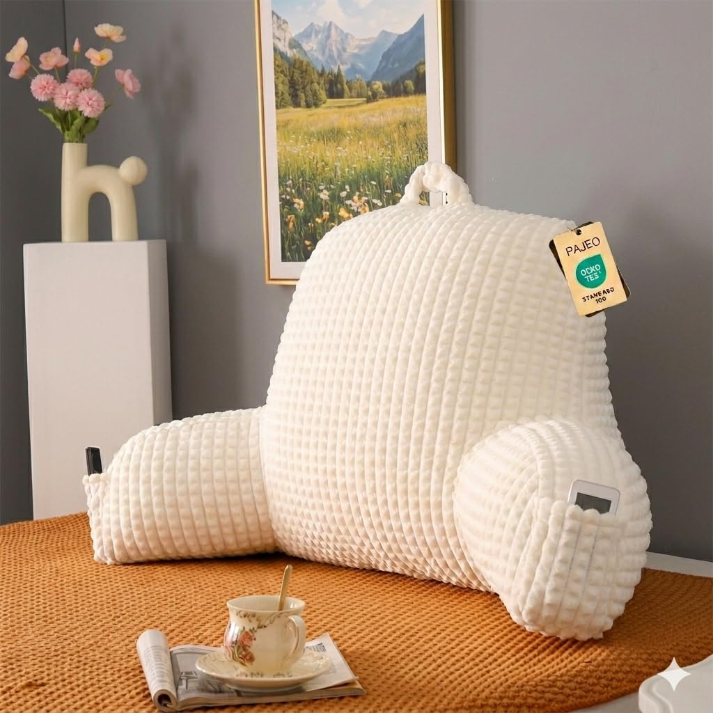 PAJEO reading pillow bed backrest provides strong support for lounging and reading
