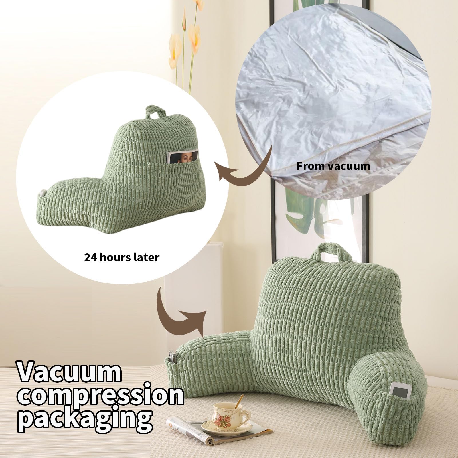 PAJEO Reading Pillow portable handle for easy room to room transport