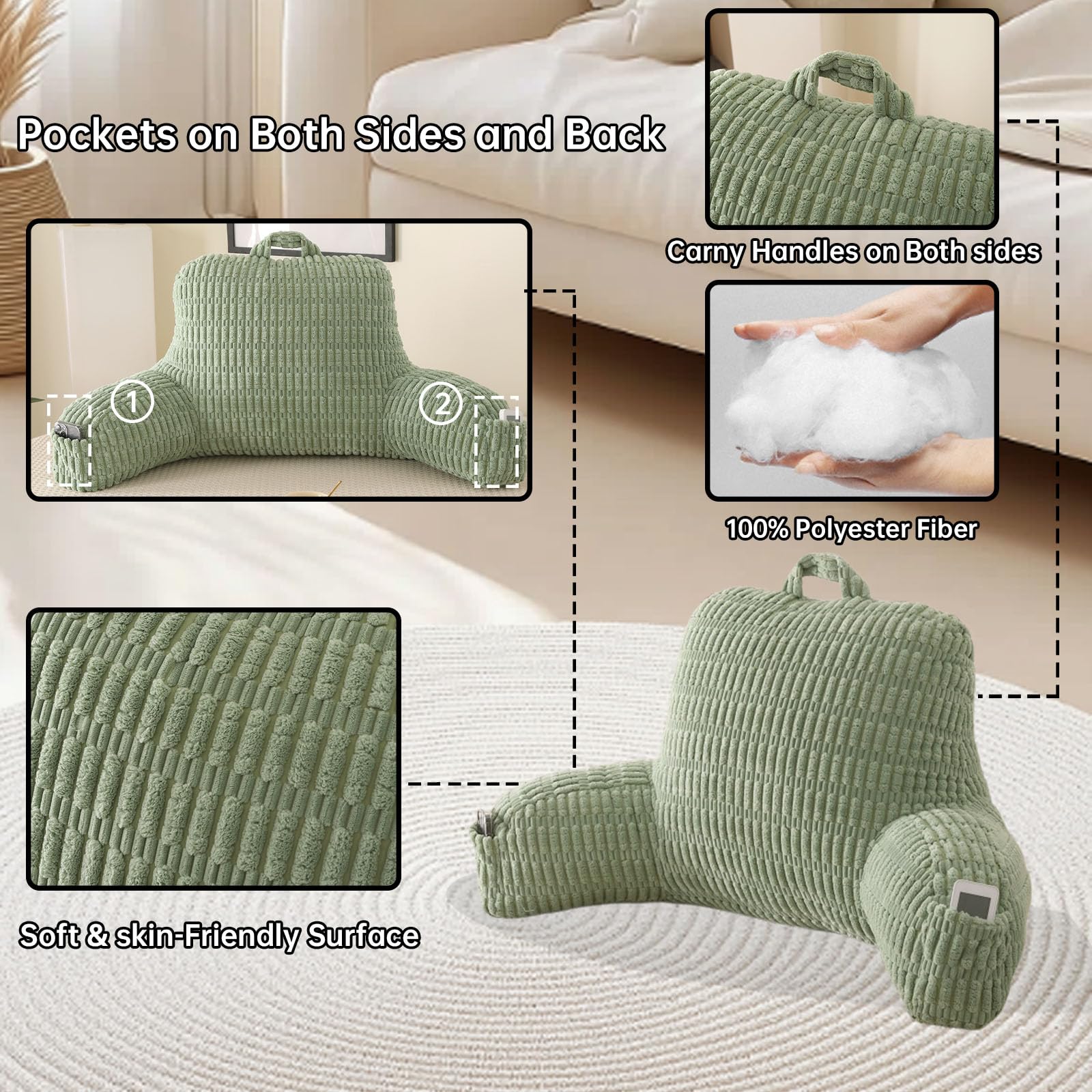 PAJEO Reading Pillow removable cover for easy washing