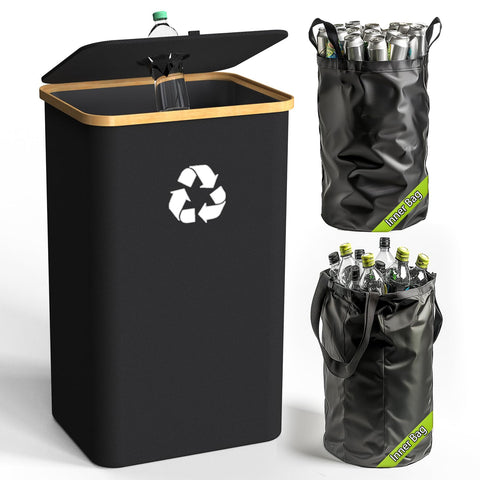 Pakusane 26-gallon kitchen recycling bin with spacious interior for bottles and cans.