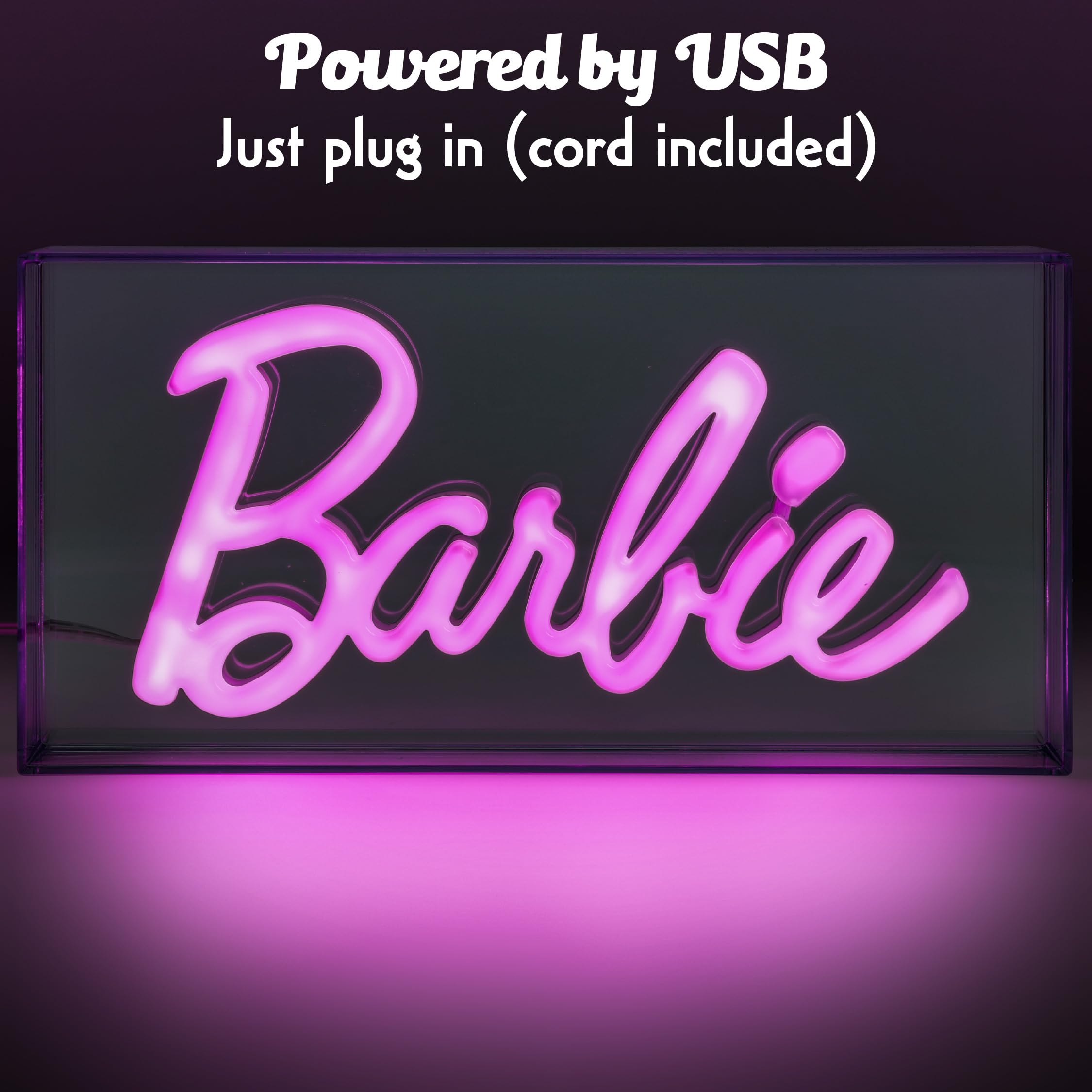 Paladone Barbie LED neon pink sign enhances dorm rooms with pink glow.