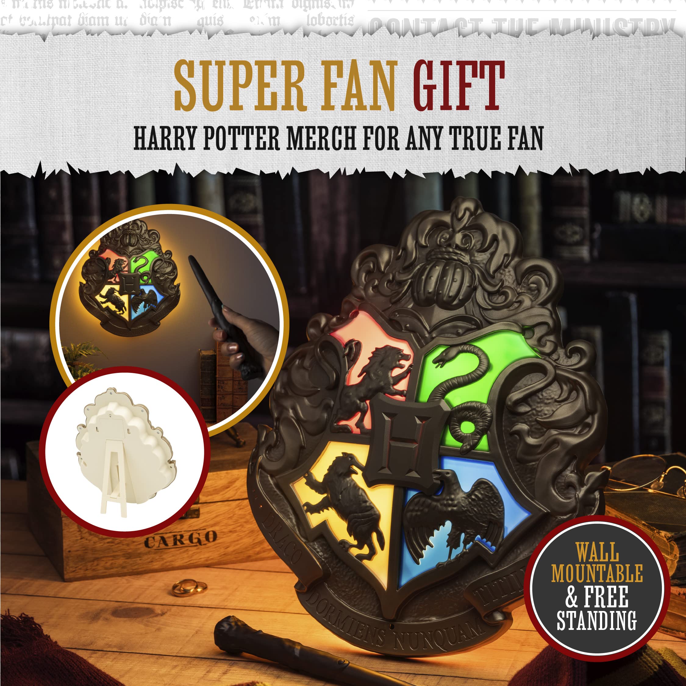 Paladone Hogwarts Crest lamp USB-powered for easy setup