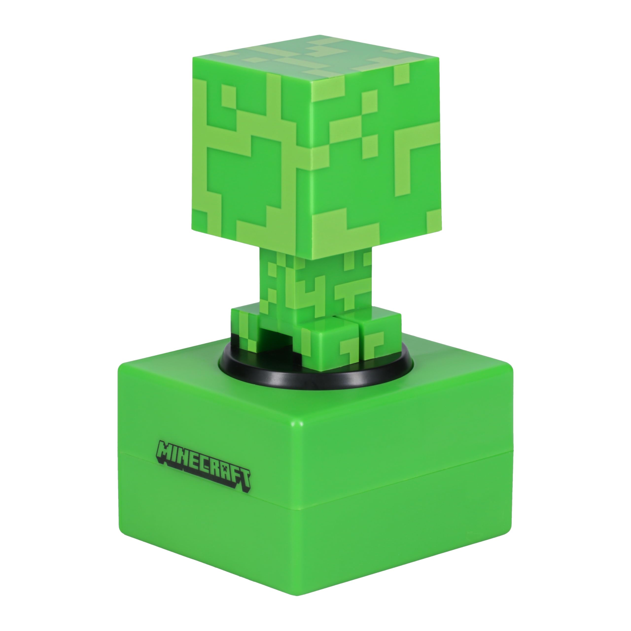 Paladone Minecraft Creeper battery compartment, powered by 3 AA batteries for placement.