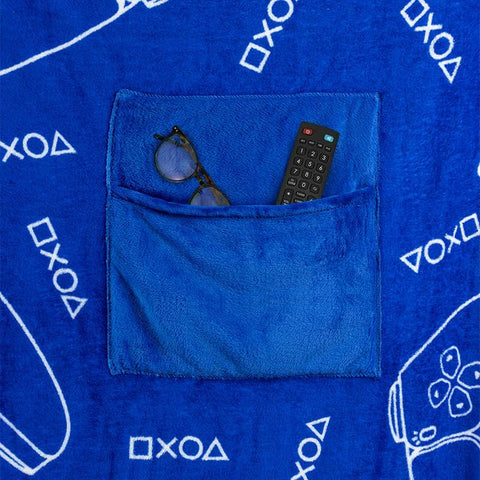 Paladone PlayStation 2-in-1 cushion blanket soft fluffy material, warm without bulk.
