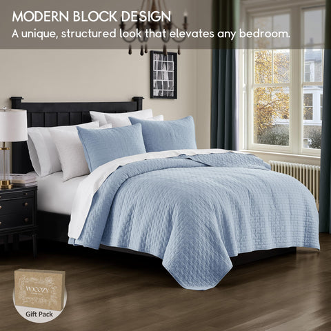 Palassio Baby Blue sham pair provides coordinated, tidy bed styling.