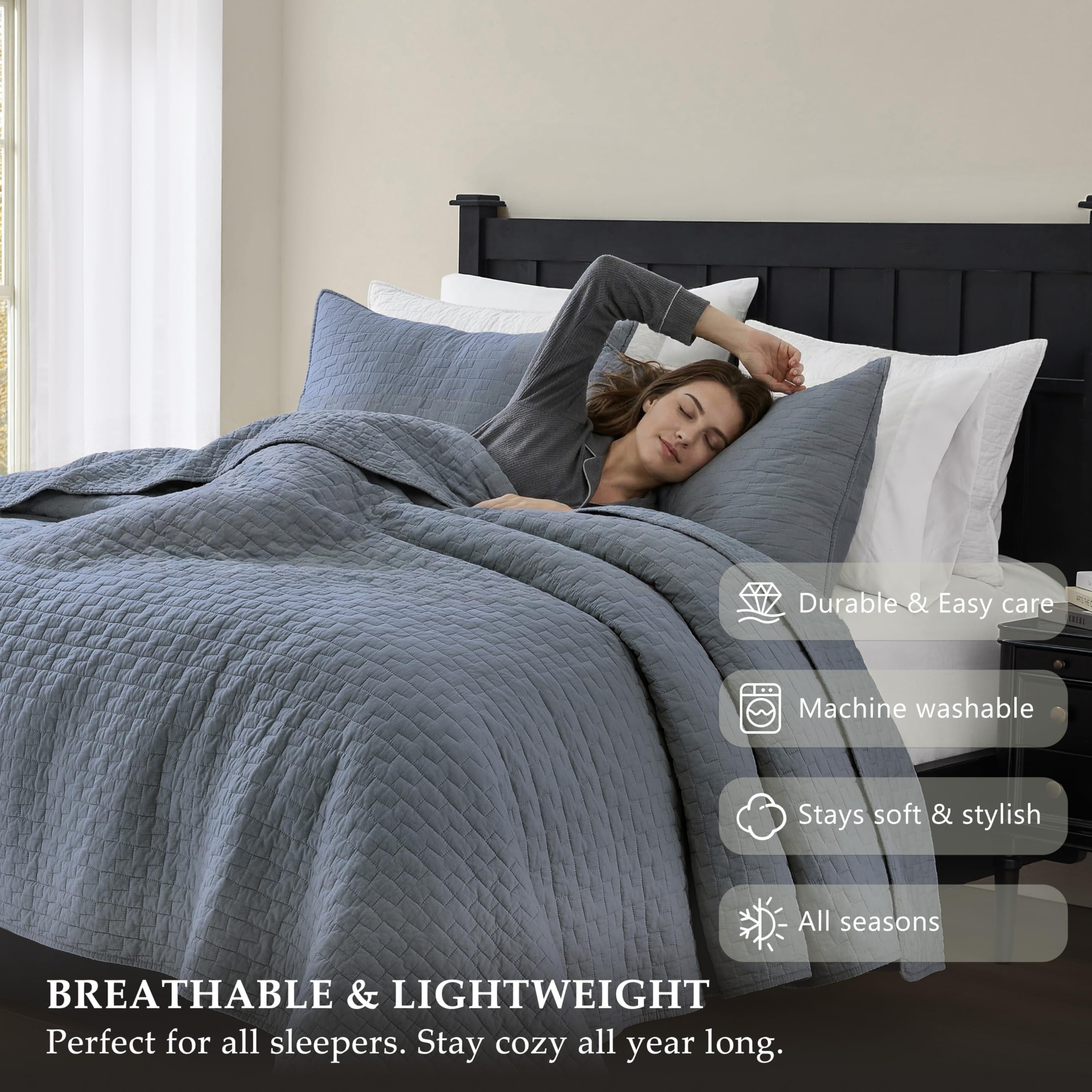 Palassio lightweight coverlet adds gentle warmth without bulk.