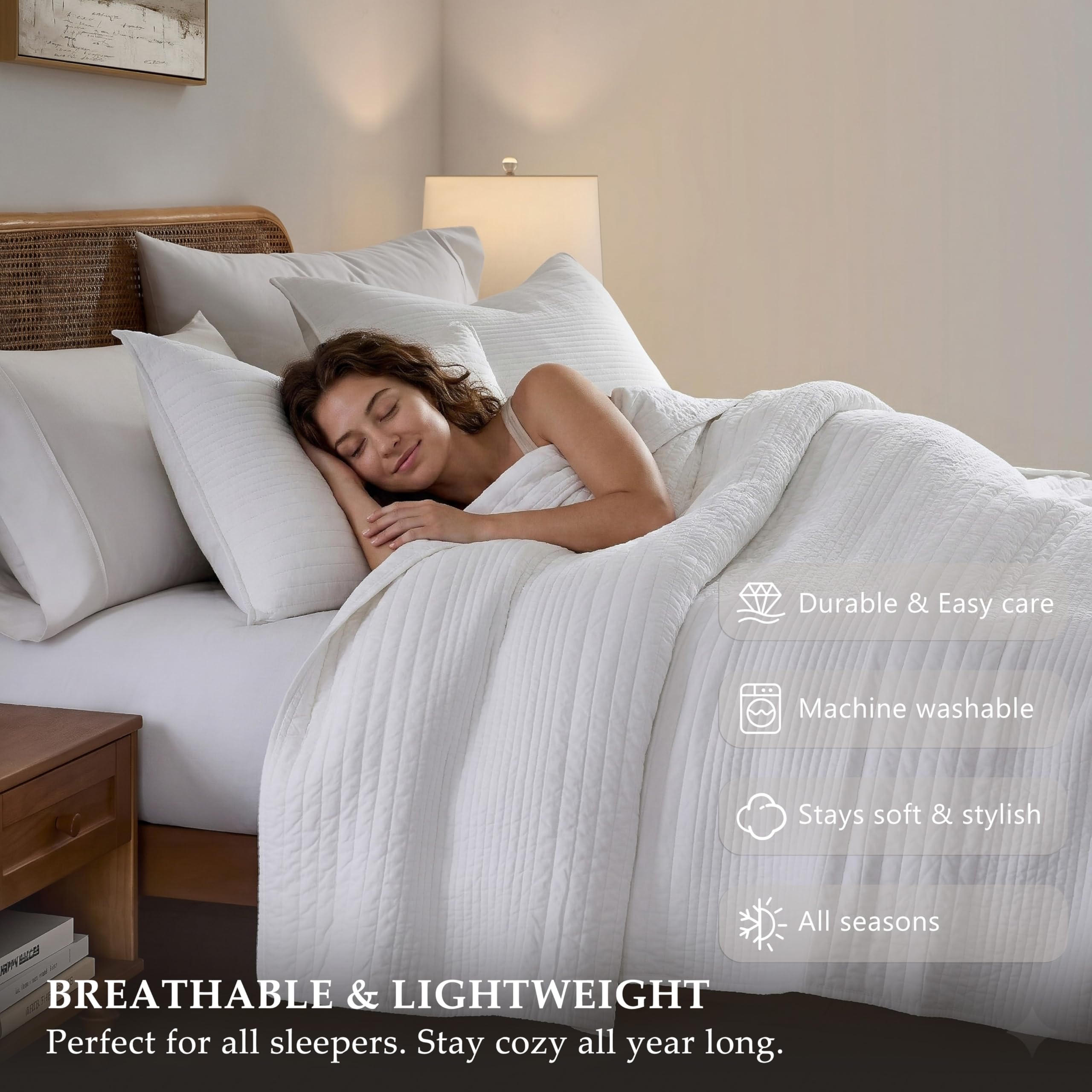 Soft crinkly finish on Palassio quilt creates a cozy shabby chic vibe.