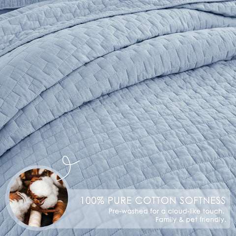Palassio textured cotton coverlet presents a lightweight, year round feel.
