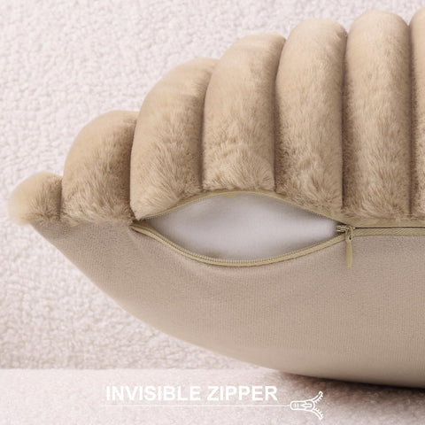 Pallene 20x20 brown plush texture pillow cover enhances decor.