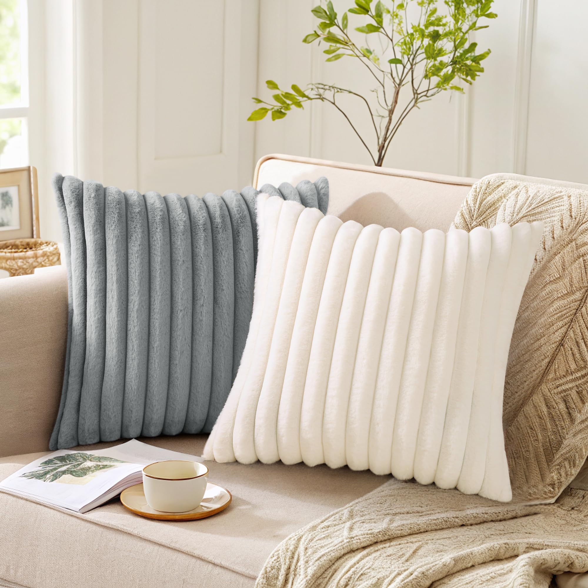 Pallene pillow cover showing hidden zipper detail in gray