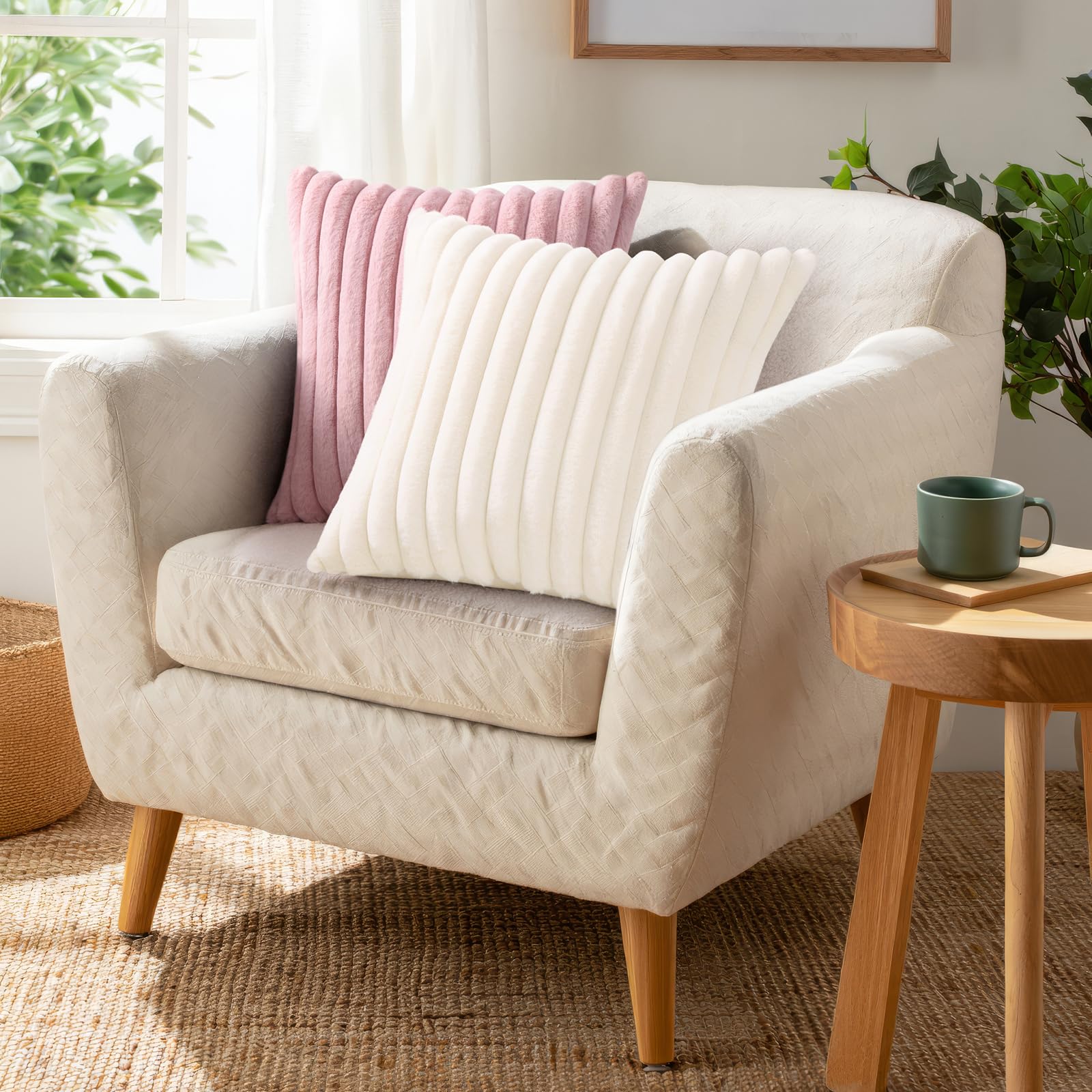 Pallene sofa decorative pillow cover in cream for cohesive styling.