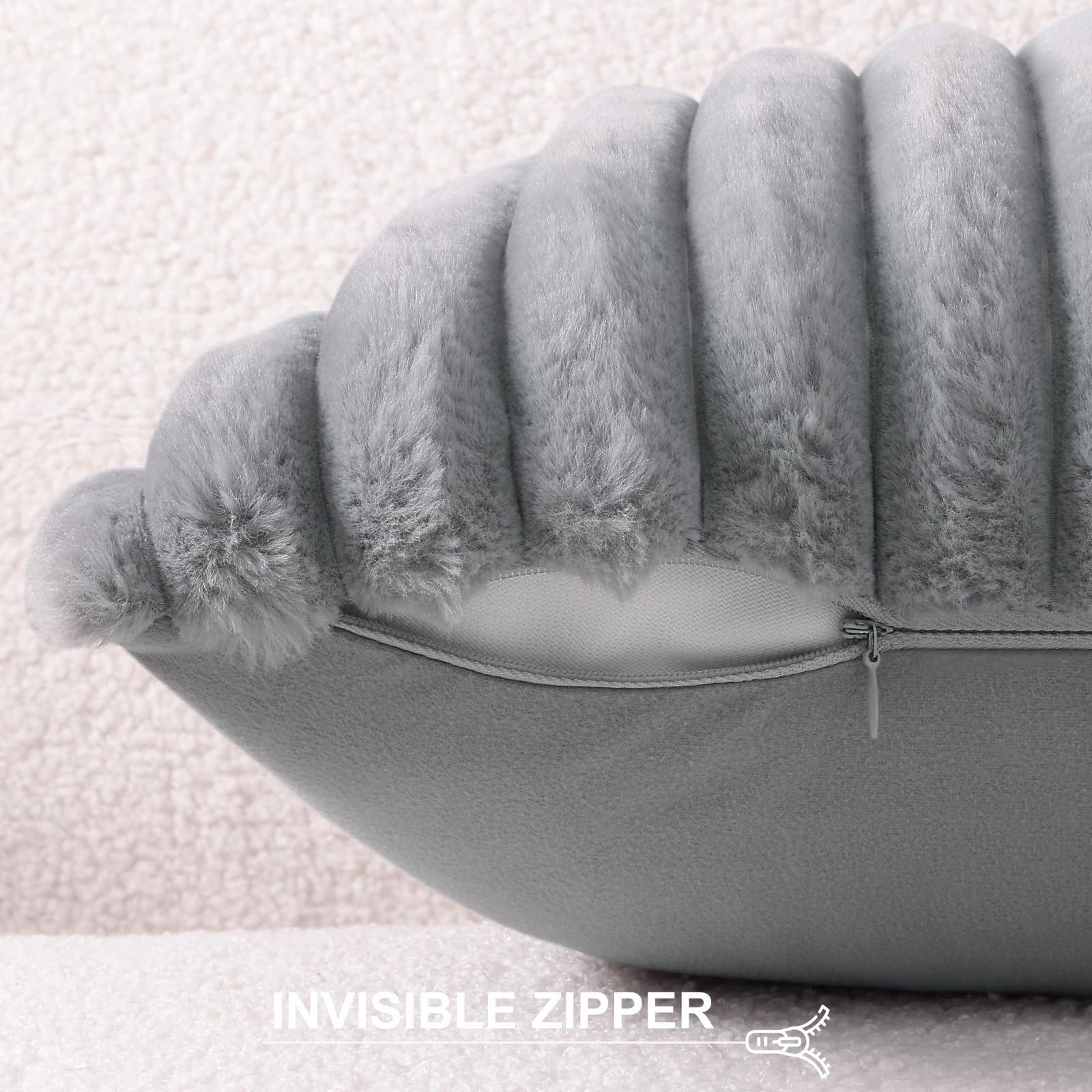 Close up of Pallene velvet texture on a gray pillow cover