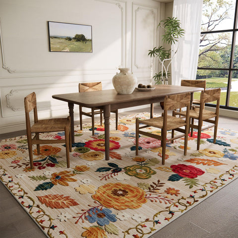 Palohom distressed vintage floral rug adds charming decor