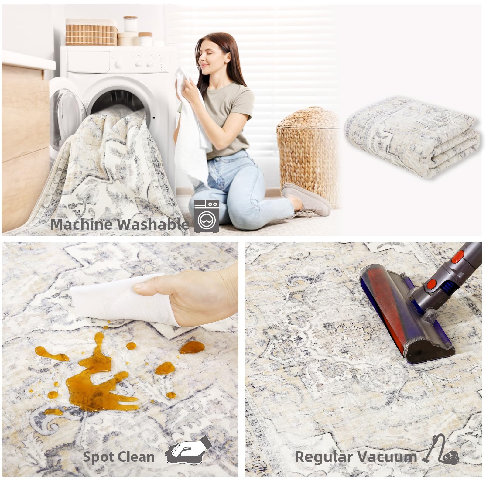 Palohom 8x10 rug folds flat for easy storage or transport.